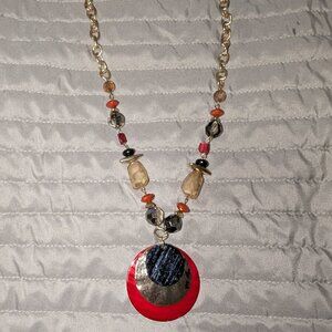$2 with Bundle ~ Boho Statement Necklace Layered Disc Pendant  6291